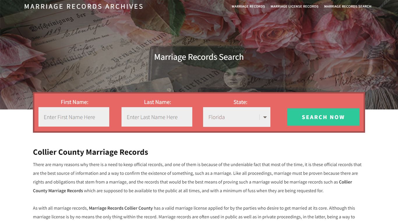 Collier County Marriage Records | Enter Name and Search | 14 Days Free